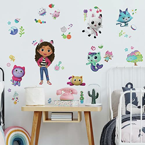 RoomMates Gabby's Dollhouse RMK4823SCS Peel and Stick Wall Decals, Pink, Purple, Blue
