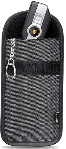 EXOSFER – Bolsa Faraday Antirrobo Coche para Llave Keyless – Bloque Señal RFID – Protección Telepeaje – Anti Pirataje Electrónico – Tejido Jeans (1 Funda Medium)