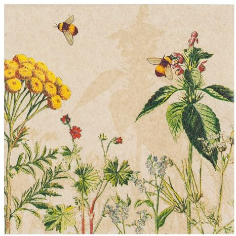 3-lagige Servietten aus recyceltem Papier mit Wildblumen