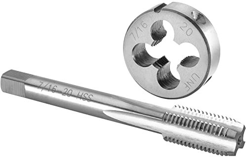 Burkit 7/16 Zoll-20 UNF Gewindebohrer und Schneideisen Set Rechtshänder, 7/16 x 20 UNF Maschinengewindebohrer und runde Schneideisen