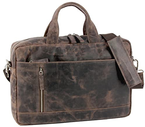 Roberto Romano handgefertigte Laptoptasche Palermo aus Echtem Leder in braun 48211 | Businesstasche, Umhängetasche, Aktentasche | Modernes Design für Business und Freizeit, ca. 28 x 41 x 8 cm