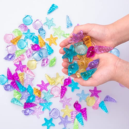 NLR [95stück 500g] Bunte Acryl Muschel/Muschel/Seestern Meerestiere Edelsteine, Strandurlaub | Schwimmbad Tauchen | Schatzsuche | Party Favor, Geschenk für Geburtstag/Ostern Preise
