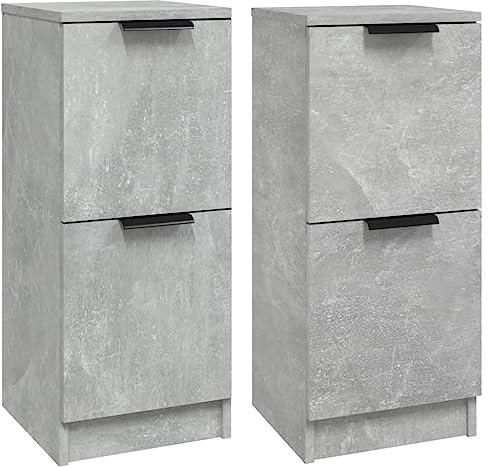 vidaXL Sideboards 2 STK. Betongrau 30x30x70 cm Holzwerkstoff