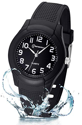 Edillas Kinderuhr Analog für Jungen Mädchen,wasserdichte Armbanduhr Jungen Mädchen Kinder Kleinkind zum Leicht zu lesen Lernen Zeitschule mit Weichem Riemen Lernen Uhren