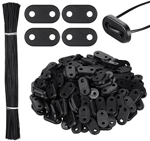 Photect 200 Set Sichtschutz Befestigungskit Wetterfestes Befestigung Set inklusive 200 Befestigungsclips und 200 Montage Plättchen Draht Kabelbinder für Garten Rasen Zaun Balkon Blickschutz