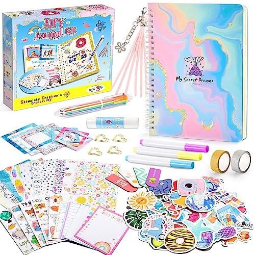 HappyKidsClub Geschenk Mädchen 5-11 Jahre, Scrapbook Zubehör Einschulung Spielzeug ab 4-8 Jahre, Kleine Geschenke für Kinder Journaling Album Zum Selbstgestalten