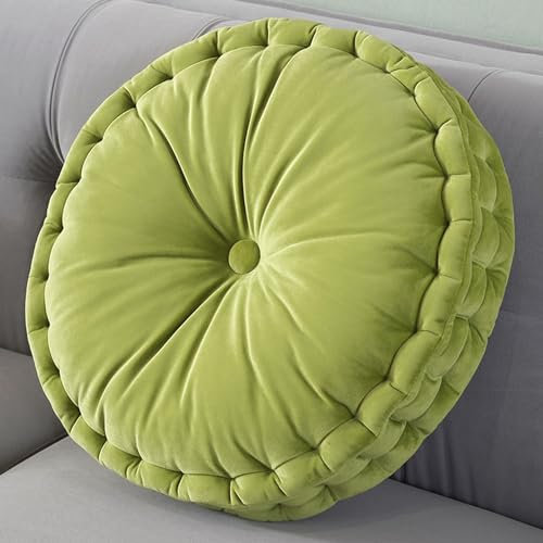 Konsilsa Rundes Sitzkissen, ultraweiches Stuhlpolster, Dickes, langlebiges, wendbares Stützstuhlkissen, Sitzerhöhungskissen für Terrasse, Garten, Wohnzimmer (Color : Grün, Größe : 40x40cm(16x16inch))