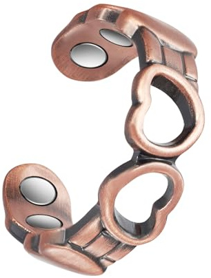 EnerCoppeX Kupfer-Magnetring für Frauen, Lymphdrainage, verstellbarer Ring mit 3500 Gauss Magnet