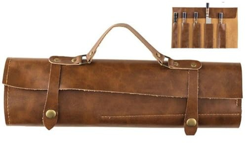 Tsffae Bolsa De Almacenamiento De Cuchillo De Cocina Bolsa De Cuchillo De Cuero Portátil Bag Chef Knife Roll Bag Profesional Capacitación Capacitación Chefs Accesorio