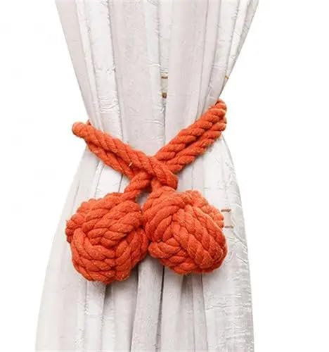 AOEGBY Gardinenband 4 Stücke Einfache Vorhang Krawatte Seile Raffhalter Hängende Kugel Schnallen Halter Wohnkultur Curtain Rope Buckle (Color : Orange)