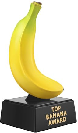 Flexzion Top Banana Trophy – 17,8 cm Top Banana Award per risultati eccezionali, trofeo unico e divertente per adulti, allenatori, insegnanti e leader di squadra, resina resistente con base nera