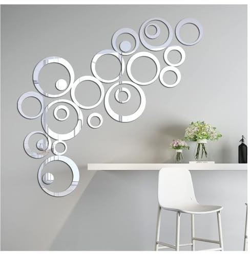 24 Pcs Adesivi Murali Soggiorno, Adesivi Parete, Decorazioni Muro, Decorazioni Specchio, Specchi Adesivi Decorativi, Adesivo Da Parete
