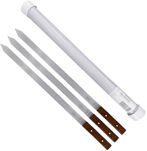 Pinchos para parrilla de barbacoa, perfectos para asar carne, pescado, cerdo, pechuga de pollo, brochetas, verduras, 24 pies de largo, 1 pie de ancho, 2 mm de grosor, acero inoxidable, 3 piezas