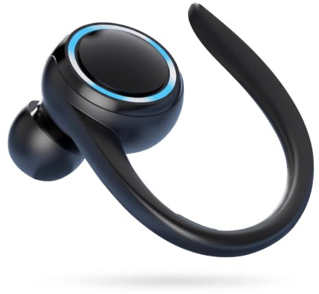 SENECESLI Einzelner Bluetooth Ohrhörer, Ohrbügel Bluetooth Kopfhörer, Geräuschreduzierung, IPX4 Wasserbeständiges Stereo Einzelohr Headset für Autofahren, Sport, Gaming (Black)
