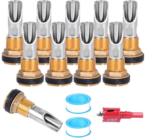 Svaoumu 10 Set Automatische Trinknippelsysteme für Schweine, mit 10 Messing Wasserspeicheranschlüssen, Lochbohrer und Sanitärband für das Trinken von Schweinen, Ziegen, Sauen und Ferkeln