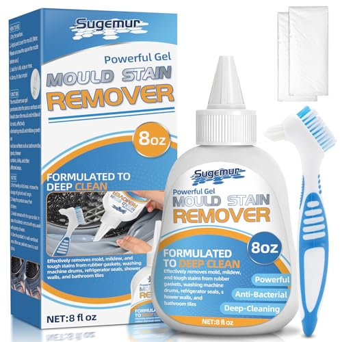 Sugemur Mould Remover Gel, Large Capacity Mould Gel Cleaner, Gentle Household Mildew and Stain Remover for Washing Machine Seals, Bathroom Tiles, Kitchen Sinks, Grout, and Stains, 8 fl oz