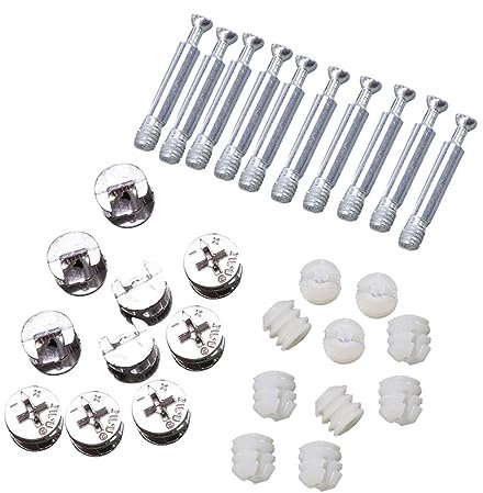 SOLUSTRE Cam Lock Beschläge Möbelverbinder 24 Stück Befestigungsschrauben Und Schrankmöbel Schraubdübel Aus Metall Starke Tragfähigkeit Für Möbelplatten Und Schränke