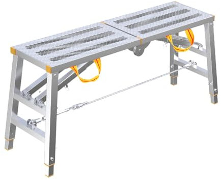 Piattaforma di ponteggio pieghevole regolabile per pulizia del soffitto, pittura e lavaggio auto, piattaforma di lavoro portatile con capacità di carico 150 kg 180 x 30 cm