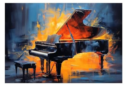 IEPOZWA Quadro Moderno, Poster e stampe decorative, Pianoforte musicale moderno Astratto Stampe su Tela, Immagine Dipinto su tela Arte Murale musica - 80x120cm Non incorniciato(grigio)