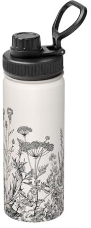 Trinkflasche aus Edelstahl mit botanischer Gravur, für Camping, Wandern, doppelwandig, isoliert