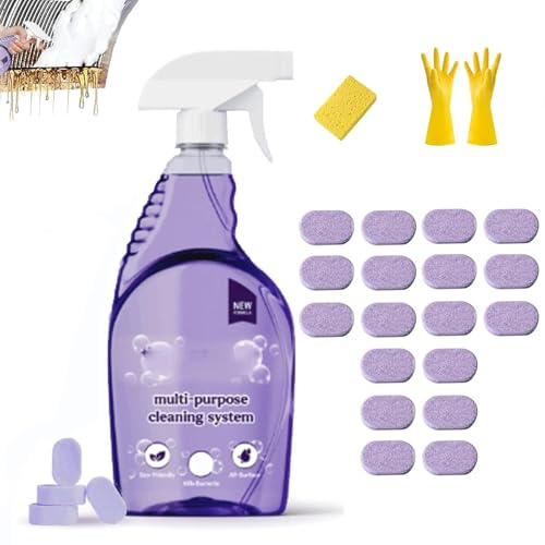 Dr Clean Spray nettoyant pour four, spray de nettoyage polyvalent pour enlever les taches, comprimés Dr Clean et flacon pulvérisateur pour la maison, la cuisine, et plus encore (18 comprimés)