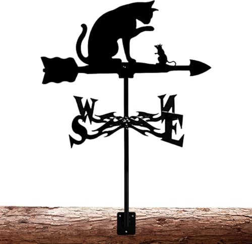 Weathervanes, Weather Vane, Metal Weather Vanes Roof Mount, Cat and Rat Weathervanes for the Garden, Yard, Sheds, Yard, Patio Decor