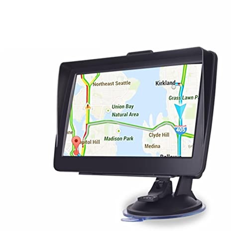 Navegador GPS para Coche, Coche GPS Sistema de navegación de 7 Pulgadas con Sunvisor 256 8GB Camión navegador satélite FM Mapas gratuitos del transmisor para Coche, camión, Autocaravana