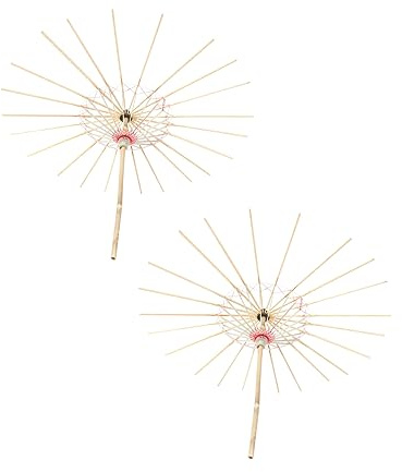 VOSAREA 2Pcs Oiled Paper Umbrella Supports Classical Paper Umbrella Racks for Photography Props Home Decor Festival Party Decorations Handcrafted Frame