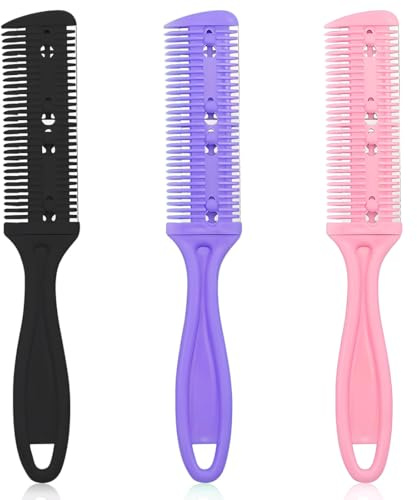 JYNXOR 3 Piezas Kit de Peine para Adelgazar el Cabello, recortadora de pelo, Peine de Afeitar y Corte Profesional, Cortador de Pelo de Doble Cara Recortador de Plástico con Navaja, con 10 Cuchilla