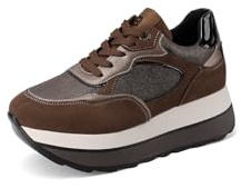 QUEEN HELENA Scarpe da Ginnastica Platform Sneakers Alte Donna X33-18 (X33-17 Marrone, Sistema Taglie Calzature EU, Adulto, Donna, Numero, Media, 35)
