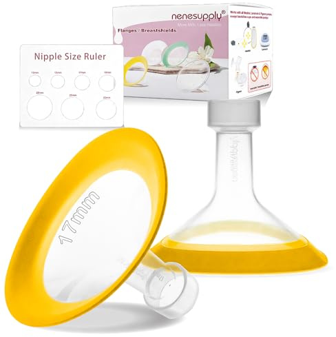 Nenesupply 17mm Oval Flanges Compatible with Medela Breast Pump Parts Flange Accessories. Work with Pump in Style Parts Symphony Parts Swing Maxi Harmony Breastpumps (17mm Oval)