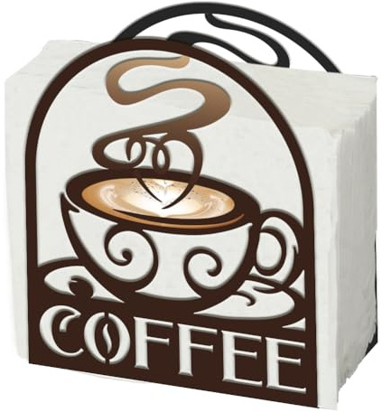 SUPERDANT Portatovaglioli da Caffè Portabicchieri Organizzatore Distributore Supporto Tovaglioli in Ferro con Base Antigraffio Marrone Piegalo Tu Stesso Decorazione da Tavolo 15x13x6cm
