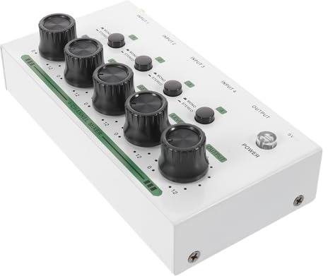 LALADEFIEE Mini mixer audio portatile, console di missaggio stereo a 4 per streaming e studio musicale, design a basso rumore, ideale per DJ, registrazione e podcast