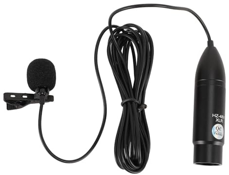 Fabater Microfono Lavalier XLR, Microfono Cardioide Omnidirezionale Mono da Bavero Indossabile con in Metallo, Alimentazione per Vlog, Interviste, Emittenti