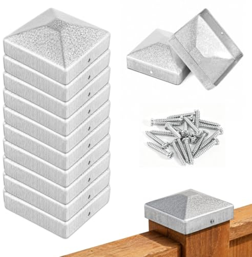 10 tapas de postes de 9 x 9 cm con 20 tornillos galvanizados para postes de madera