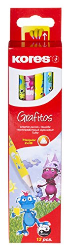 Kores Bleistift Grafitos Fantasy graphit Bleistift, HB, weich, dreieckig (12 Stück) | Weich, am Ende getaucht, Schulbedarf, Kunstbedarf, Bürobedarf
