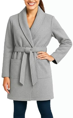 Kendindza Damkappa, trenchcoat med bälte, en storlek, lång och kort, Ljusgrå kort, one size