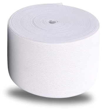 25 m Gummiband Breit 10,15, 20, 25, 30, 40, 45, 50 mm Schwarz oder Weis mittlere Zugkraft (40 mm, Weis)