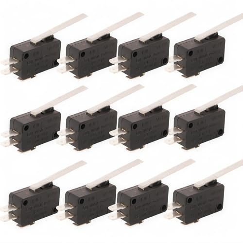 CESFONJER 12 Stueck Lange Gerade Hinge Lever 3 Pins Grund NO NC Momentan Micro-Schalter