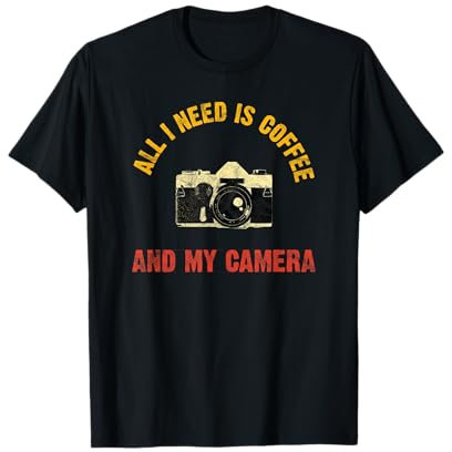 Vintage Photographer DSLR Coffee Camera Lens Shutterbug T-Shirt