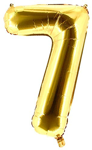 Party Factory XXL Folienballon Zahl 7, Luftballon 100cm, gold, Geburtstag, Abi, Jubiläum, Party Ballon, Heliumballon, Deko