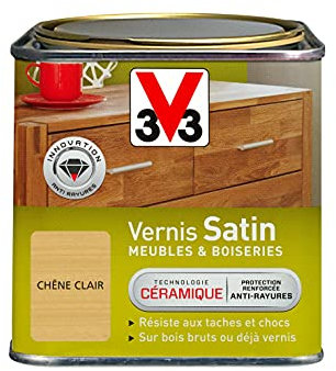 V33 Vernis intérieur Satin meubles & boiseries, Chêne clair 0,5L