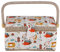 Cocoarm Medium Fabric Sewing Basket, Large Sewing Box with Removable Plastic Compartment Organiser Tray for Home and Travel, Multicolour, Rectangular, Cloth, Wood, Plastic