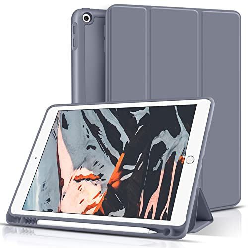 Aoub iPad 2018/2017 9,7 Zoll Hülle Fallbeständig und Verschleißfest Eingebauter Stifthalter Smart Schutzhülle aus Silikon mit Schlafen/Wachen Geeignet für iPad 5. und 6. Generation 9.7 Zoll, Lavendel