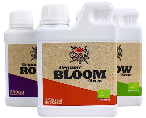 Boom Nutrients | Kit de Abonos Orgánicos Completo con Estimulador de Raíces | Organic Tripack 250 ml
