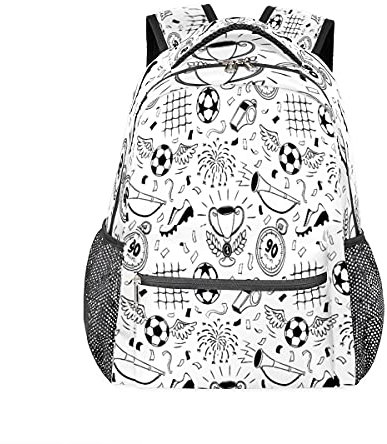 Rucksack, Motiv: Fußball, Karneval, Illustration, personalisiertes Muster, Büchertaschen, Freizeit-Rucksack für Teenager, Jungen und Mädchen, Rucksack, Laptop, athletisch, Outdoor, Wandern, Camping,