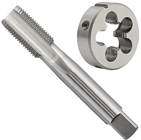 Aceteel 1 7/16-Zoll-18 UNF Gewindebohrer und Schneideisen-Set, 1-7/16 x 18 UNF Rechtshänder HSS Maschinengewindebohrer und 1-7/16 x 18 UNF Legierung Werkzeug Stahl Rundeisen