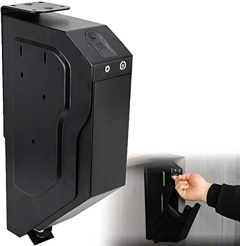 YNITJH High End Gun Safe Box Biometric Fingerprint and Cabinet Safe Handgun Pistol Safe Box Vault Storage Case Handgun Holder Under a Table with Fingerprint & Key Lock