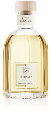 Dr. Vranjes – Rosa Tabacco Difusor 500 ml + Paquete Doble de palitos Blancos (3 Piezas) - Fragancia de Ambiente, Fragancia de Lujo, Pirámide Olfativa: Rosa damascena, Tabaco, Vainilla