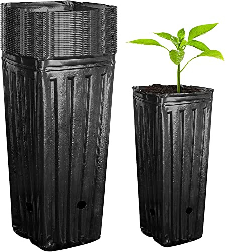 20 Macetas Altas de Plástico para Árboles y Plantas de Jardín - 20 cm de Alto para Vivero, Interior y Exterior